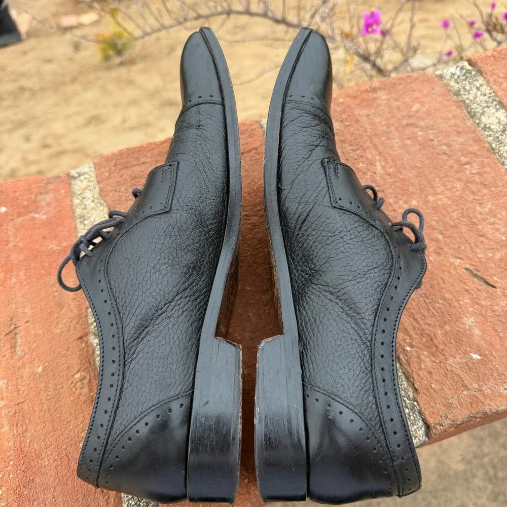 Vintage Mercanti Fiorentini Cap Toe Oxford Leather Black Size 8.5